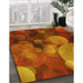 Machine Washable Transitional Neon Orange Rug in a Family Room, wshpat3147yw