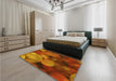 Patterned Neon Orange Rug in a Bedroom, pat3147yw