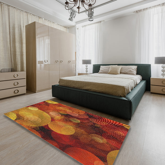 Machine Washable Transitional Orange Rug in a Bedroom, wshpat3147