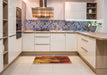 Patterned Orange Modern Rug in a Kitchen, pat3147