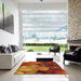 Square Machine Washable Transitional Orange Rug in a Living Room, wshpat3147