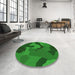 Round Patterned DarkGreen Rug in a Office, pat3148grn