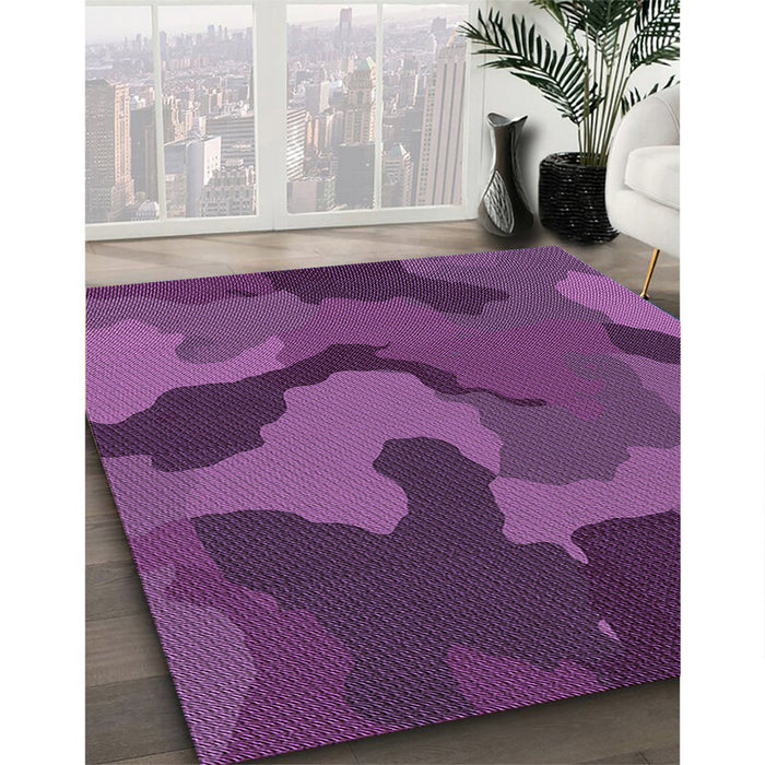 Patterned Purple Rug in Family Room, pat3148pur