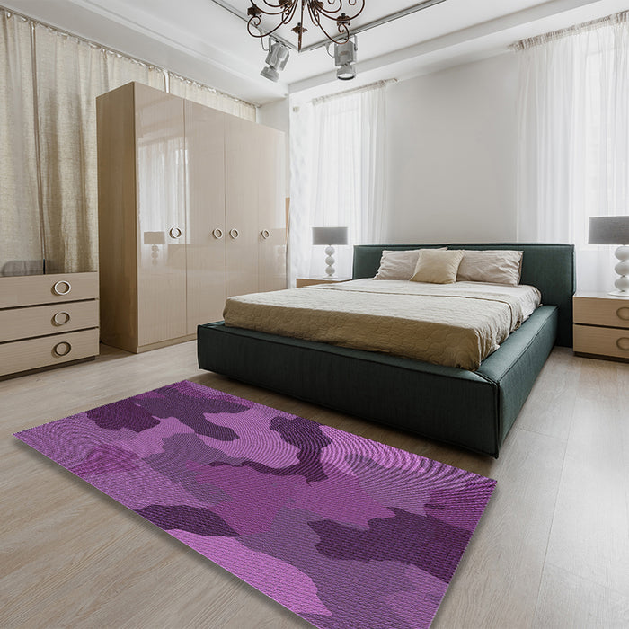 Patterned Purple Rug in a Bedroom, pat3148pur