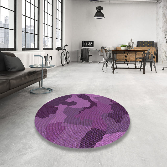 Round Patterned Purple Rug in a Office, pat3148pur