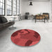 Round Patterned Tomato Red Rug in a Office, pat3148rd