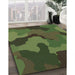 Machine Washable Transitional Dark Forest Green Rug in a Family Room, wshpat3148