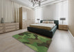 Machine Washable Transitional Dark Forest Green Rug in a Bedroom, wshpat3148