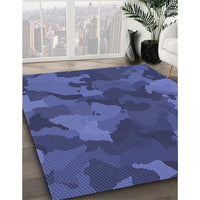 Patterned Dark Slate Blue Purple Rug, pat3149blu