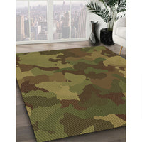 Patterned Dark Yellow Green Rug, pat3149brn