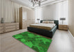 Patterned DarkGreen Rug in a Bedroom, pat3149grn