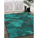 Patterned Medium Teal Green Rug in Family Room, pat3149lblu