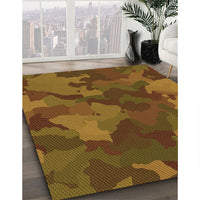 Patterned Dark Bronze Brown Rug, pat3149org