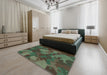 Patterned Green Novelty Rug in a Bedroom, pat3149