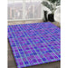 Patterned Blue Violet Purple Novelty Rug in Family Room, pat314