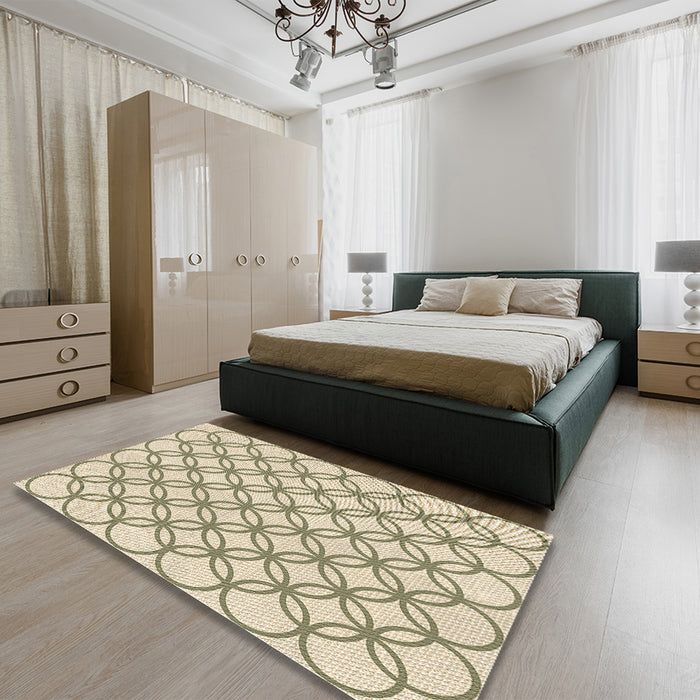 Patterned Vanilla Gold Rug in a Bedroom, pat315brn