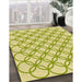 Patterned Green Rug in Family Room, pat315yw