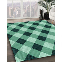 Patterned Medium Teal Green Rug, pat3150lblu