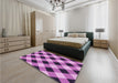 Patterned Dark Magenta Purple Rug in a Bedroom, pat3150pur