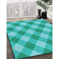 Patterned Bright Cyan Blue Rug, pat3151lblu