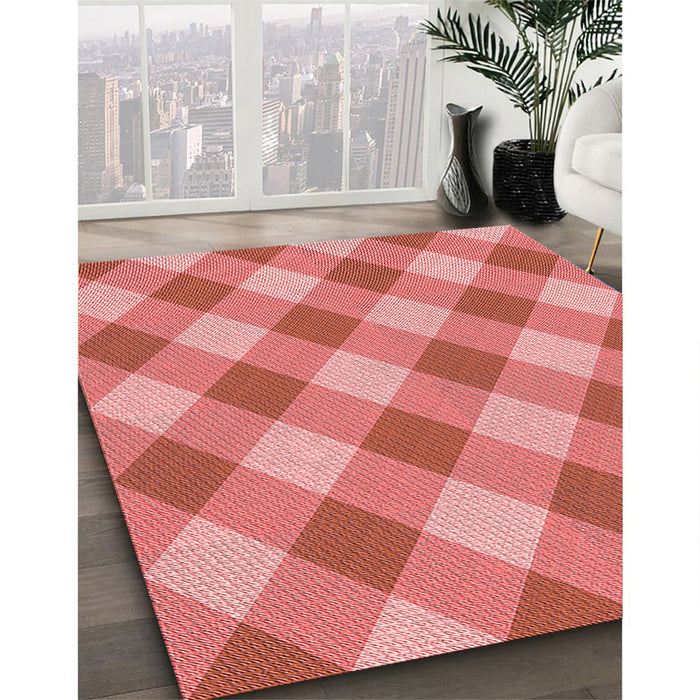 Machine Washable Transitional Fire Red Rug in a Family Room, wshpat3151rd