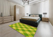 Round Machine Washable Transitional Neon Yellow Green Rug in a Office, wshpat3151yw