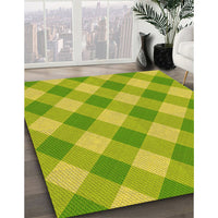 Patterned Neon Yellow Green Rug, pat3151yw