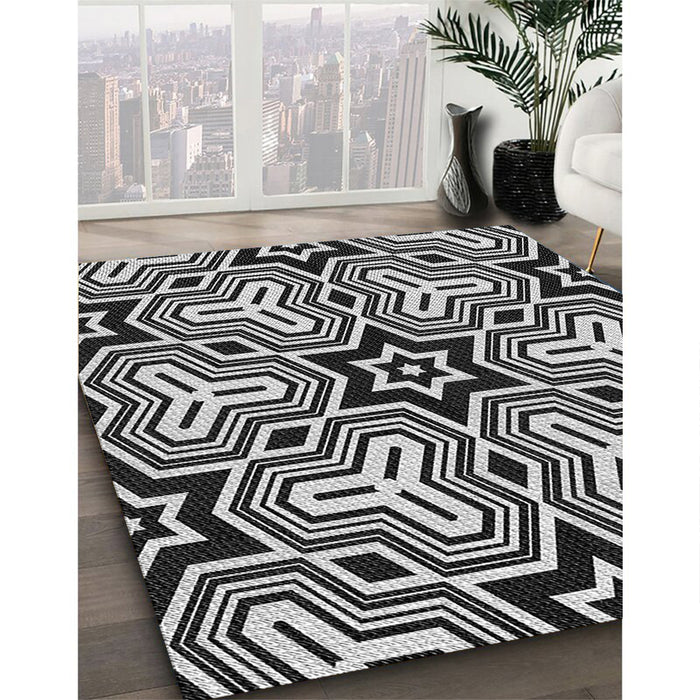 Patterned Midnight Gray Rug in Family Room, pat3152gry
