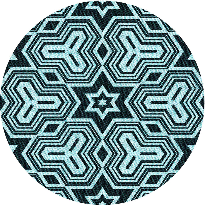 Square Patterned Deep Teal Green Rug, pat3152lblu