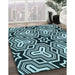 Machine Washable Transitional Deep Teal Green Rug in a Family Room, wshpat3152lblu