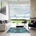 Machine Washable Transitional Deep Teal Green Rug in a Kitchen, wshpat3152lblu