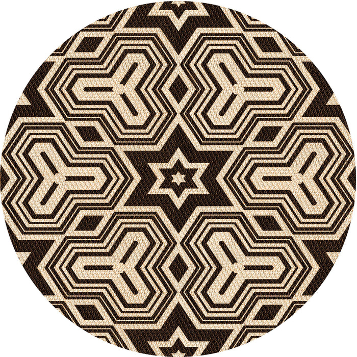 Square Patterned Black Brown Rug, pat3152org
