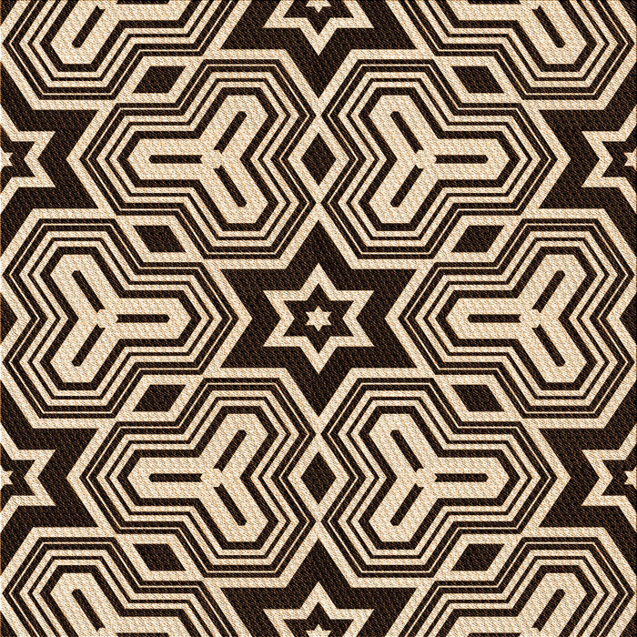 Round Patterned Black Brown Rug, pat3152org