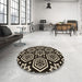 Round Patterned Camel Brown Rug in a Office, pat3153brn