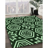 Patterned Black Rug, pat3153grn