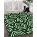 Patterned Black Rug in Family Room, pat3153grn