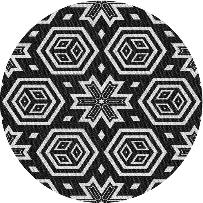 Square Patterned Black Rug, pat3153gry