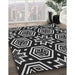 Machine Washable Transitional Black Rug in a Family Room, wshpat3153gry