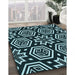 Patterned Deep Teal Green Rug in Family Room, pat3153lblu