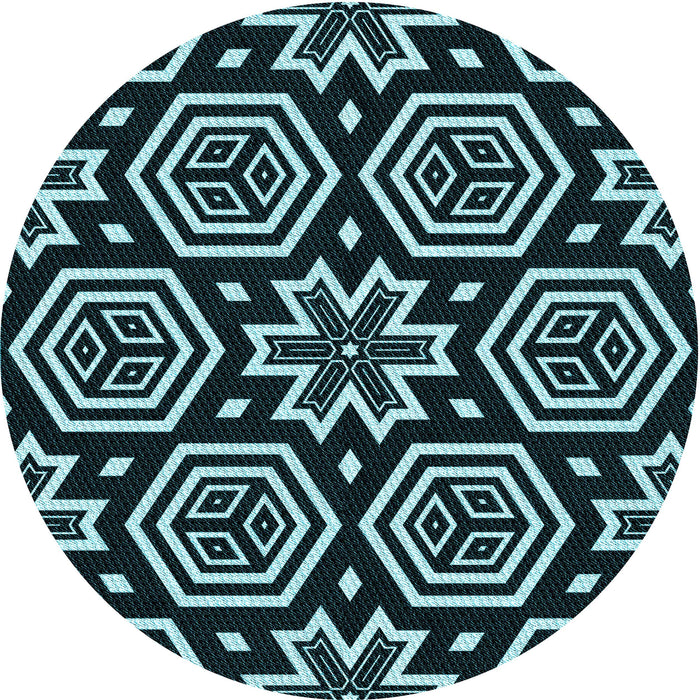 Square Machine Washable Transitional Deep Teal Green Rug in a Living Room, wshpat3153lblu