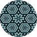 Square Patterned Deep Teal Green Rug, pat3153lblu