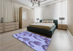 Patterned Slate Blue Rug in a Bedroom, pat3155blu