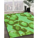 Machine Washable Transitional Emerald Green Rug in a Family Room, wshpat3155grn