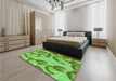 Patterned Emerald Green Rug in a Bedroom, pat3155grn