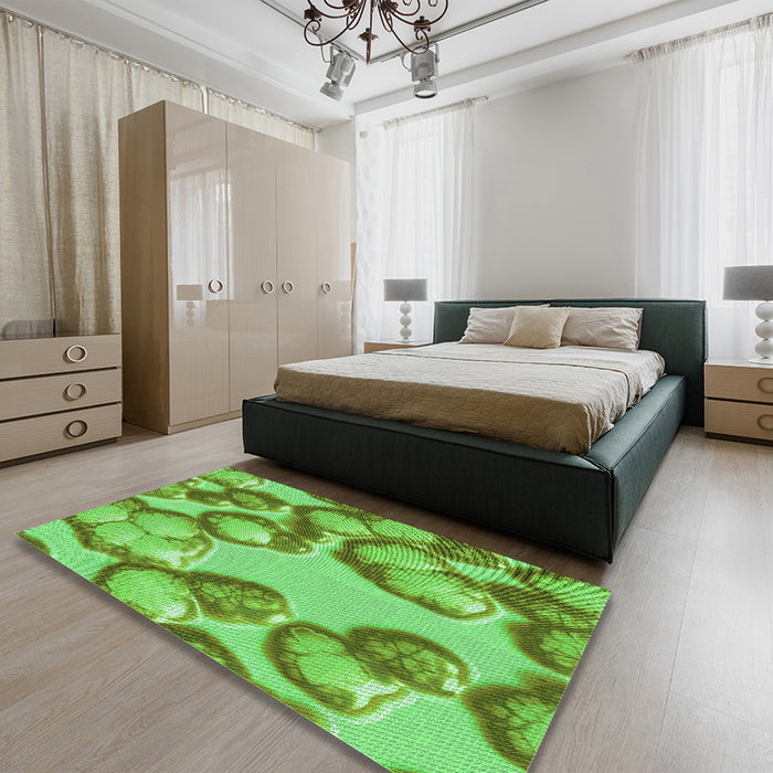 Patterned Emerald Green Rug in a Bedroom, pat3155grn