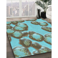 Patterned Hazel Green Rug, pat3155lblu