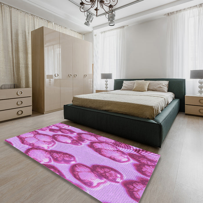 Patterned Violet Purple Rug in a Bedroom, pat3155pur