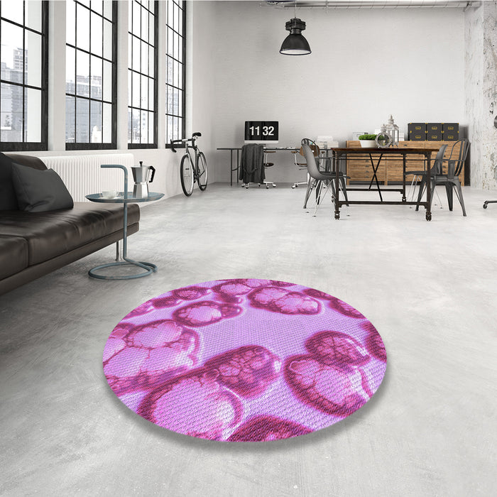 Round Patterned Violet Purple Rug in a Office, pat3155pur