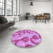 Round Patterned Violet Purple Rug in a Office, pat3155pur