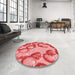 Round Patterned Light Coral Pink Rug in a Office, pat3155rd